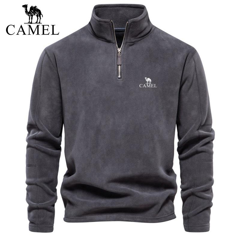 

CAMEL 2026 Embroidered Men s Autumn and Winter New Item Stand Up Collar Half Zipper Long Sleeved Sweatshirt Trendy Casual Fleece Top S