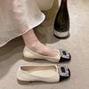 Μονόπατα γυναικεία παπούτσια με μαλακή σόλα παπούτσια Doudou 2025 καλοκαίρι νέα ευέλικτα χρωματικοί συνδυασμοί φούστα ελαφρύ στόμα τετράγωνη μύτη χαμηλό τακούνι γυναικεία παπούτσια μόδα