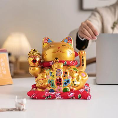 Potrząsające łapką Złoty Kot Szczęścia Ceramiczne Ozdoby Prezenty na Otwarcie Domu Świąteczne Wysokiej Klasy Ozdoby na Biurko