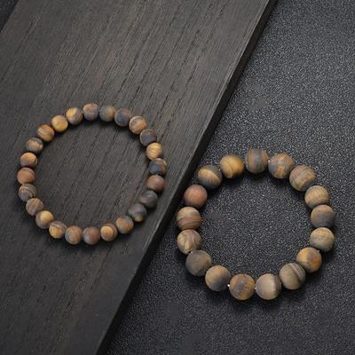 Bracciale in Pietra Naturale Occhio di Tigre Opaco Uomo Minimalista 4/6/8/10/12mm Bracciale con Perline Uomo Urano Brazalete Regalo Per Lui