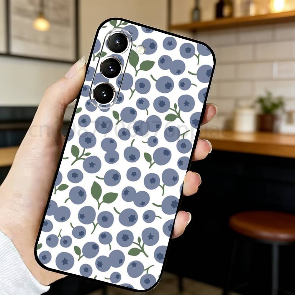

Blueberry series Phone Case For Samsung S20,21,22,23,24,25,26 Ultra,Plus,Lite,FE,Black Soft Case Samsung S24