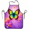 1pc Colorful Butterfly & Flower Apron with Adjustable Waistband - Durable Easy-Clean Polyester Suitable for Kitchen Cooking, Gardening, Picking, Chris