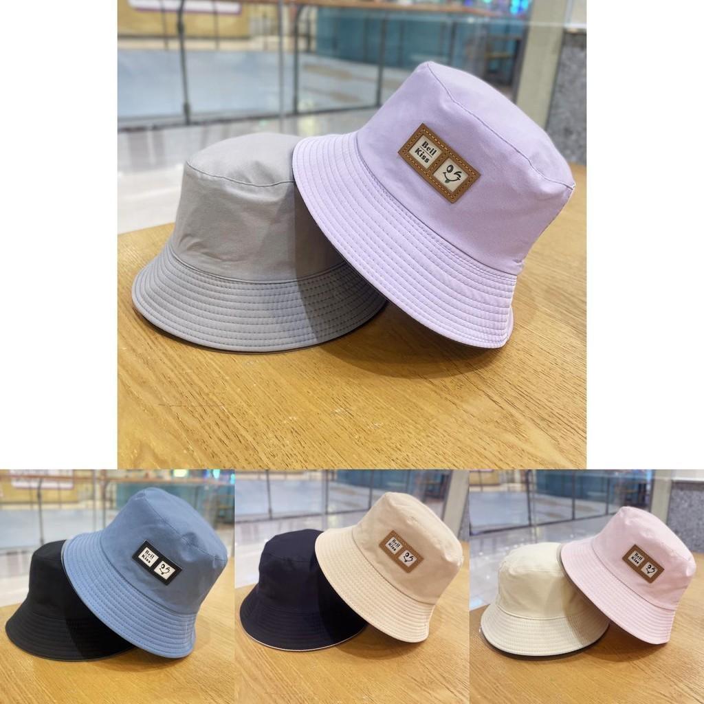 Cute Smiley Double-sided Fisherman Hat Women Summer Sunscreen Alphabet Basin Hat Men Students Versatile Sun Hat