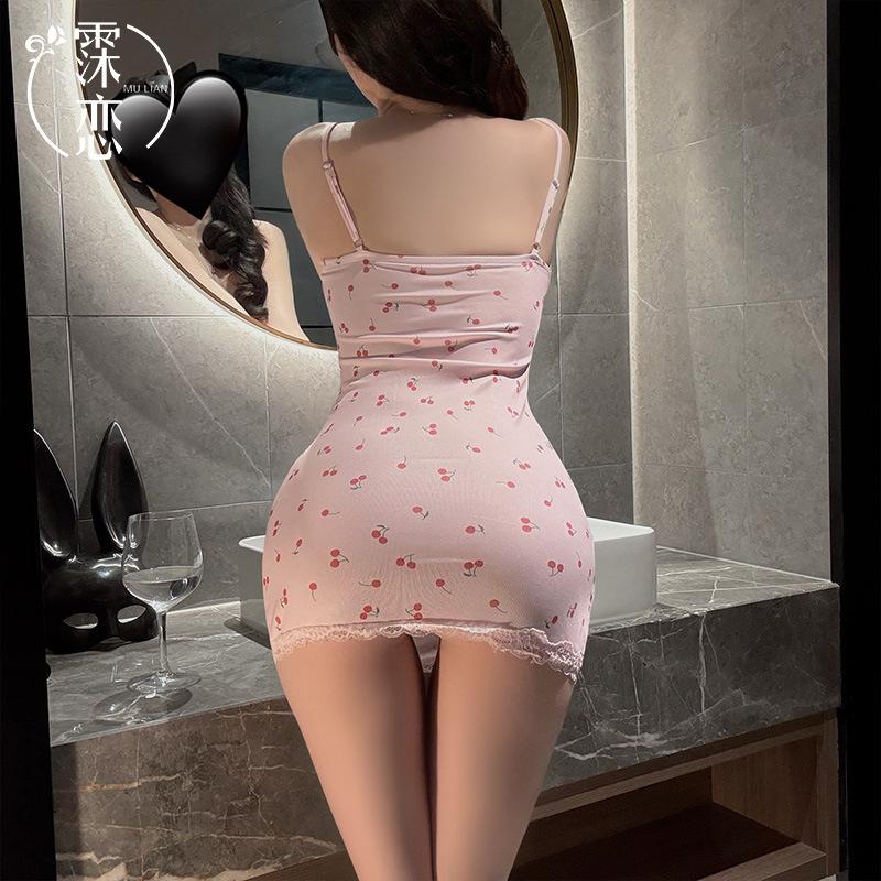 Sex Underwear Suspender Pajamas Little Cherry Pure Desire Pajamas Chest Pad Removable Pure Desire Home Pajamas Small Breasts