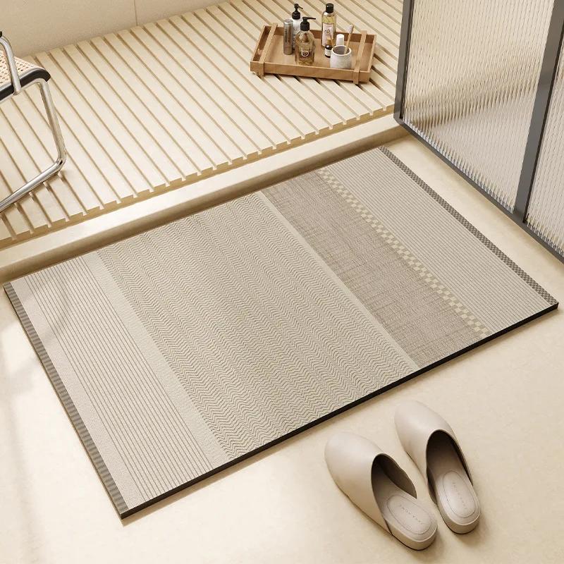Modern Simplicity Diatom Mud Bathroom Floor Mat Toilet Home Absorbent Door Carpet Bathroom Entry Square Non-slip Soft Foot Mats