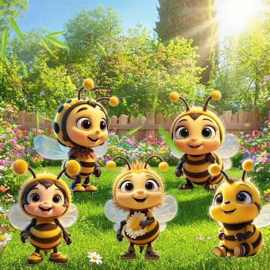 5Pcs/Set Garden Insect Stakes 2D Acrylic Decorative Bee Sign with Stake Planter Insert Ladybug Sign for Potted Plants Patio Yard Balcony