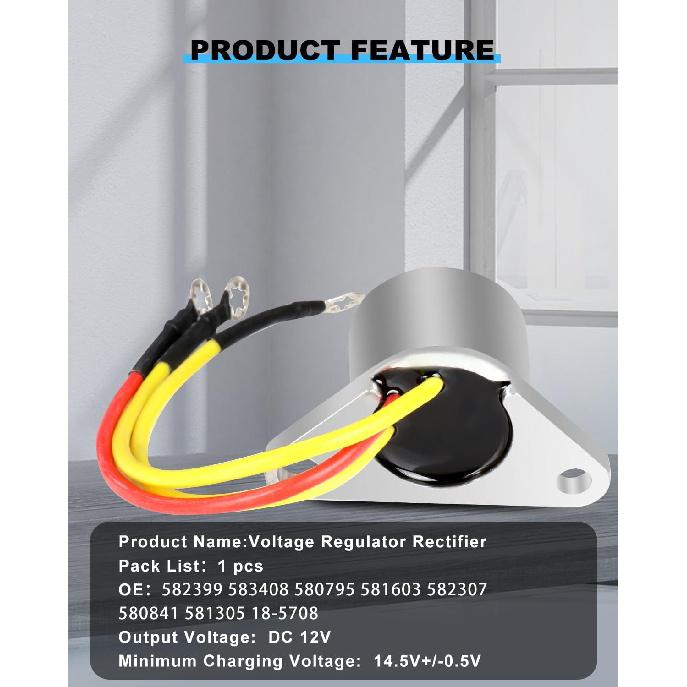 ECCPP Voltage Regulator Rectifier Fit for Johnson Evinrude Outboard Motors Rectifier Regulator 582399 583408 580795 581603 582307 580841 581305