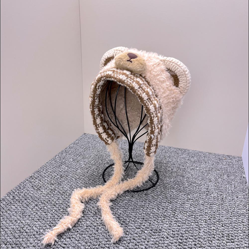 Cozy Winter Knit Cap With Bear Ears For Girls And Teens Fall Season хаки