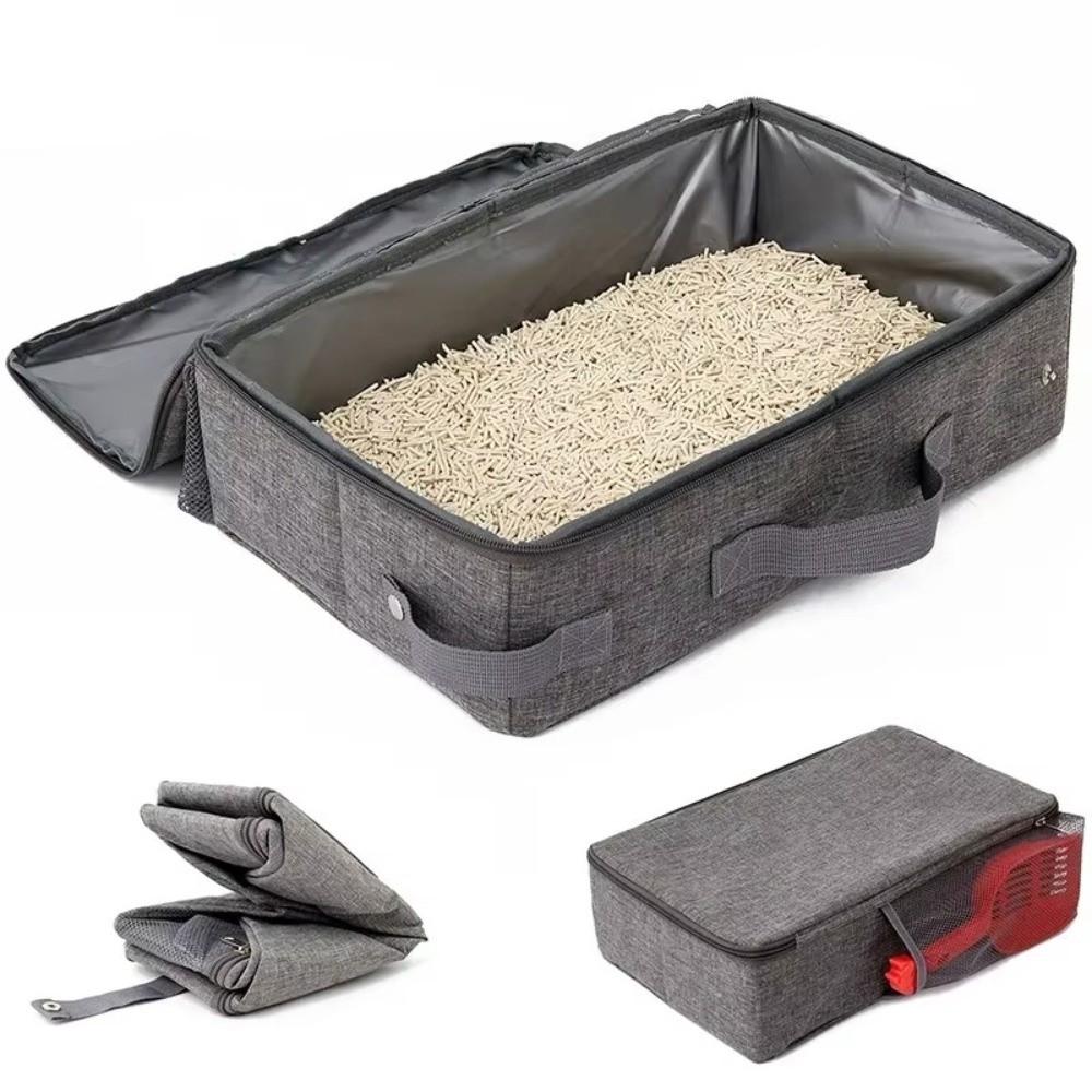 New Waterproof Foldable Cat Litter Box Zipper Lid Oxford Cloth Travel Litter Box Lightweight Easy Clean Cat Sandbox Home Use