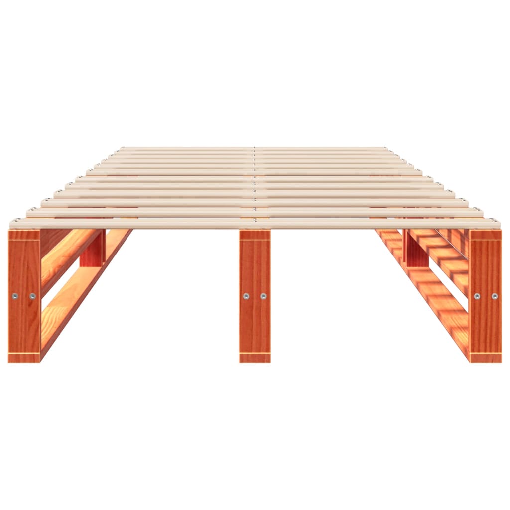 Solid Wood Bed Frame without Mattress Wax Brown 90 x 200 cm Pine Wood