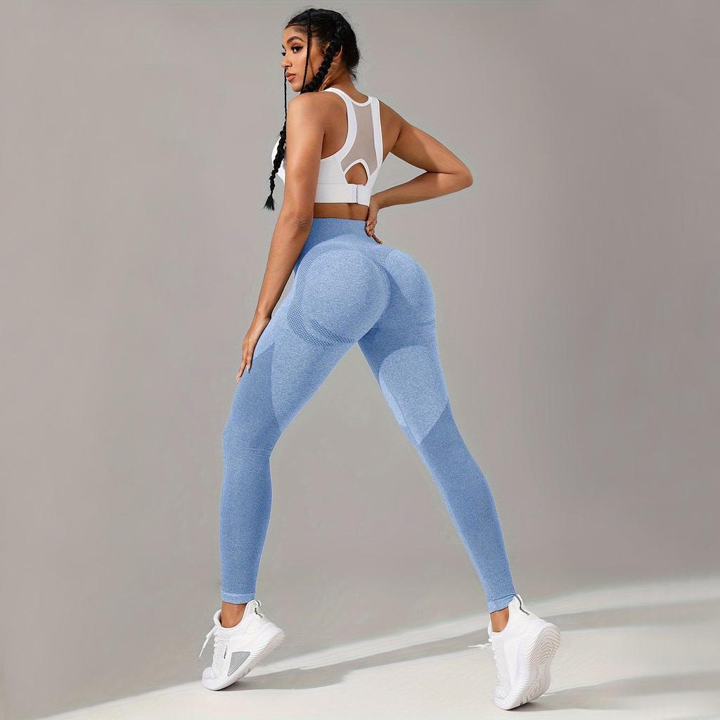 Europäisch-Amerikanisches Nahtloses Yoga-Set mit Hohem Bund: Damen Hüftlift Leggings Yogahose & Sportoberteil