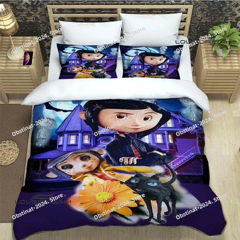 3D Cute C-Coraline Cartoon Bedding Set Printed Bed Set With Pillowcase Bed Duvet Cover Soft Single Double Queen Super King Size