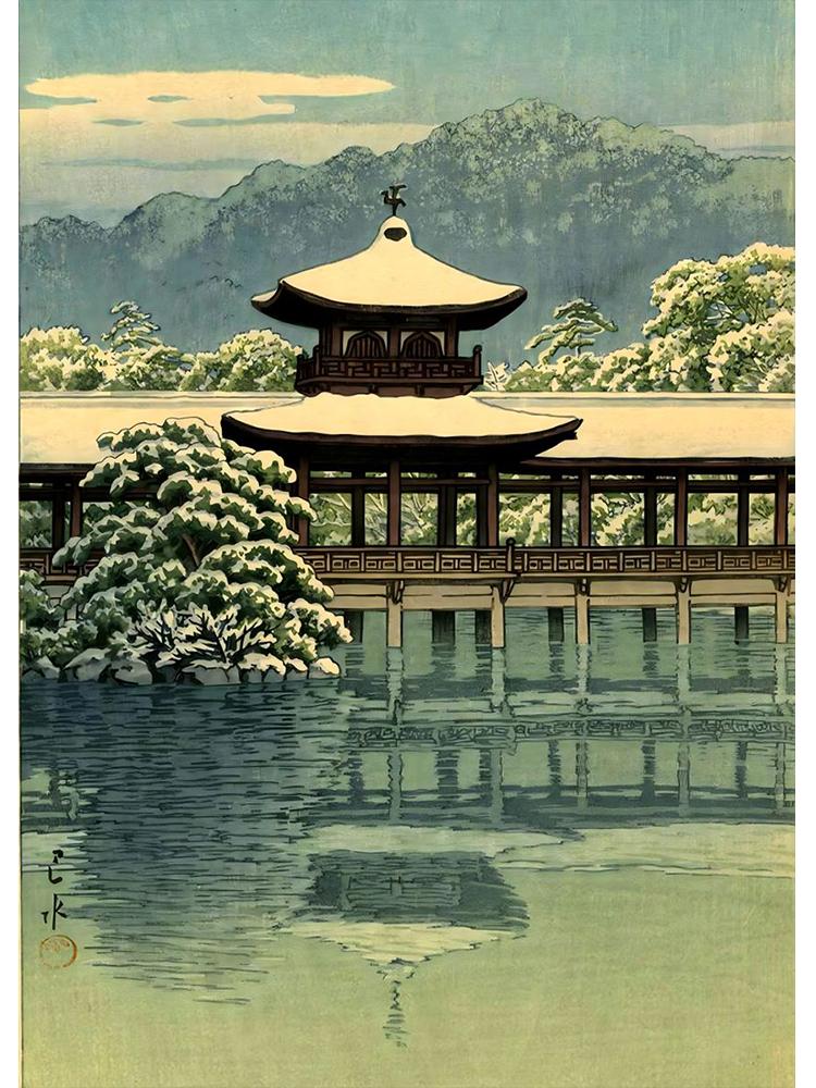 Retro Art Japanese Landscapes Cartoon Poster Canvas Painting Janpan Building View Wall Art For Living Room Home Decoration