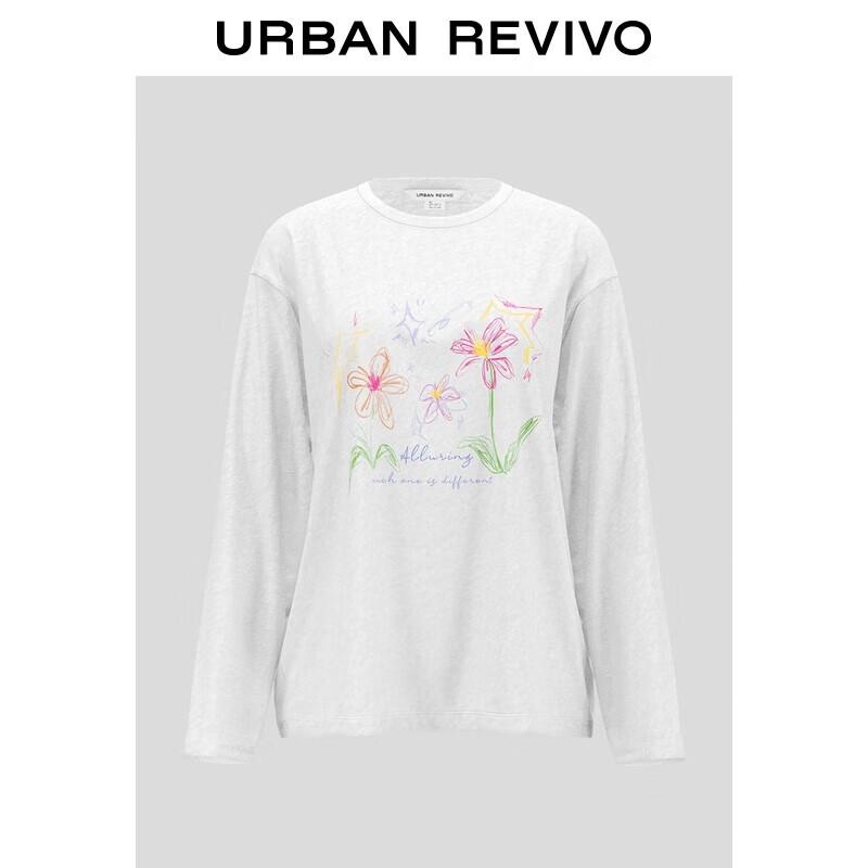 UR 2025 Women s Whimsical Hand-Painted Print Long-Sleeve T-Shirt XS