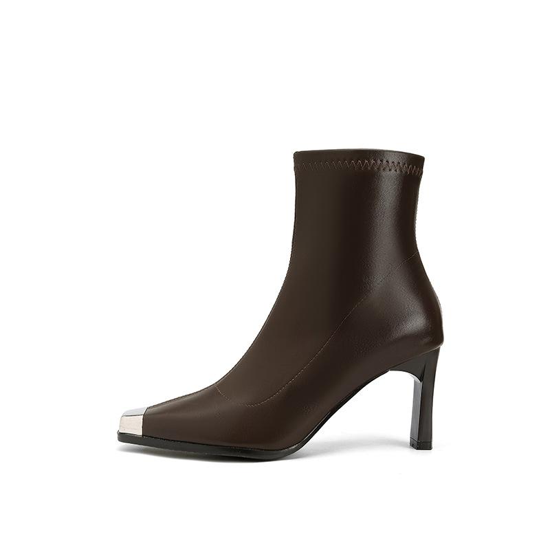 Women s boots 2026 European and American style elegant socialite square headed fashionable versatile short boots for women 35