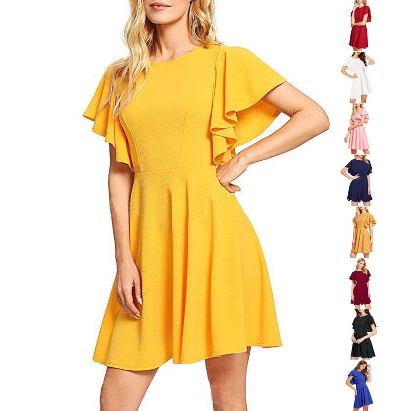 Cheap Fashion Pure Color Lady Party Dresses Women Summer Mini Dress Joom