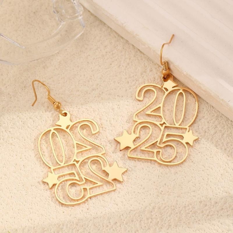 Delicate 2026 Theme Earrings Acrylic Fashion Accessories Party Wedding Earrings Suitable for Casual or Formal Occasions