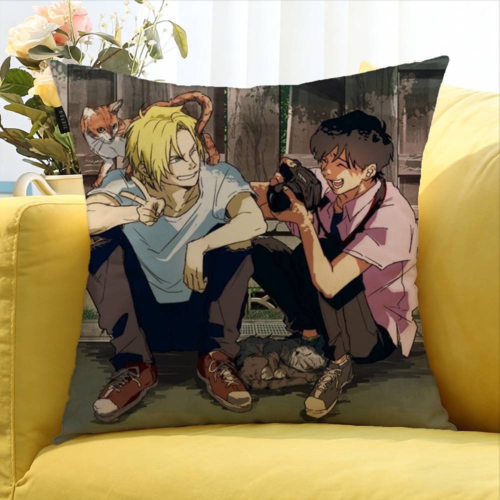 Banana Fish Anime Verschiedene Größen Quadratische Kissenhülle Für Auto Haus Schlafzimmer Dekoration