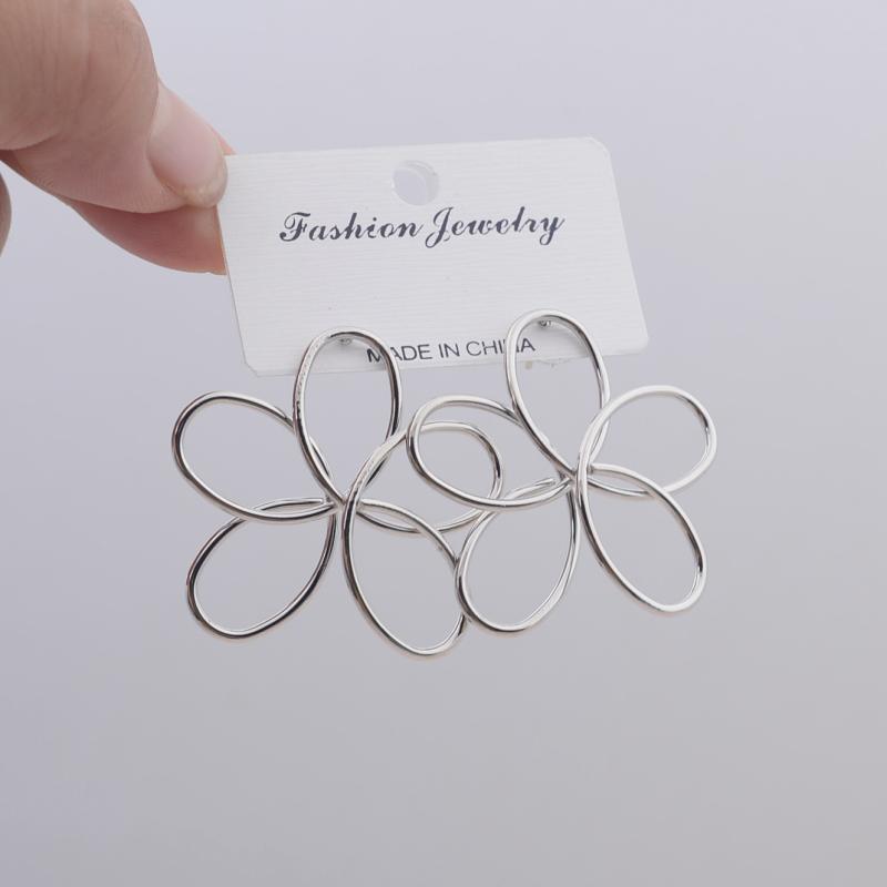 Exaggerated Flower Dangle Earrings Hollow Big Floral Knot Design Metal Drop Earrings for Women Punk Personality Jewelry
