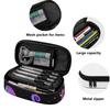 Pen Case Portable 300D Polyester Large Capacity Smooth Zipper with Mesh Pocket Removable Divider and Pen Slots for Boys Girls