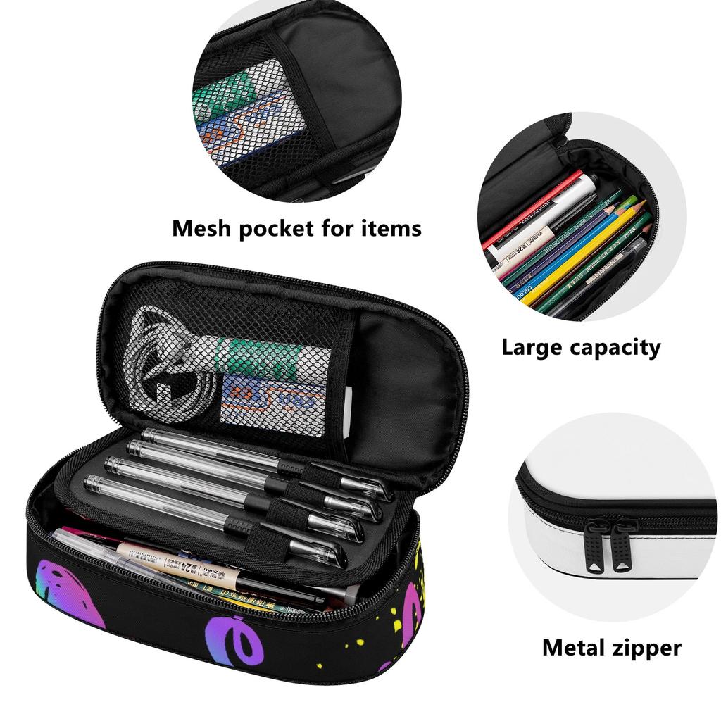 Pen Case Portable 300D Polyester Large Capacity Smooth Zipper with Mesh Pocket Removable Divider and Pen Slots for Boys Girls