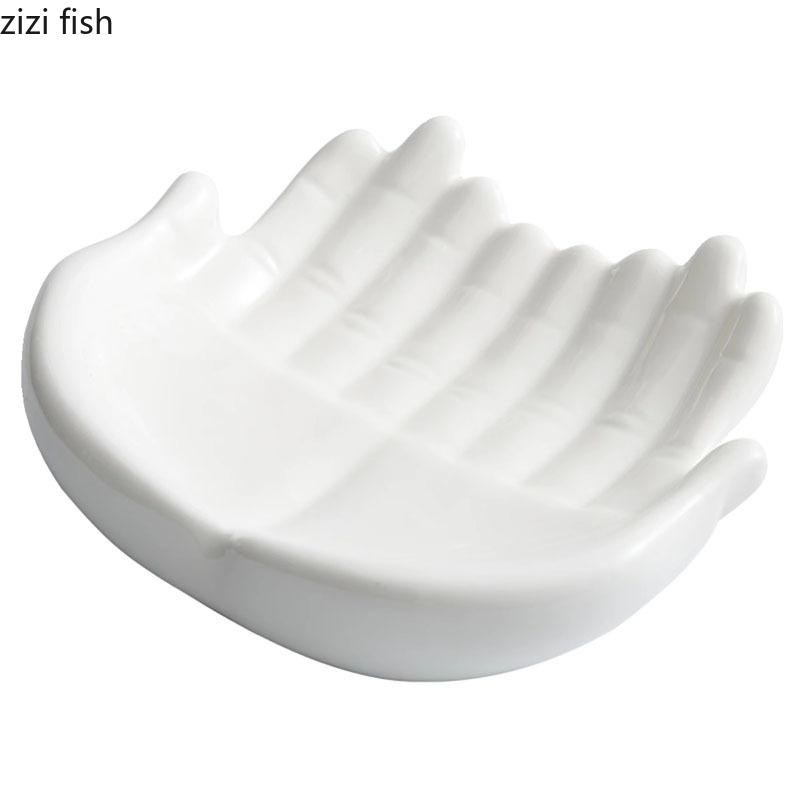 Creative Double-layer Buddha Hand Shape Ceramic Insulation Plate Dessert Dish Snack Plate Molecular Cuisine Specialty Tableware