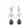 Rare Moss Agate Gemstone 925 Sterling Silver Jewelry Handmade Hook Earrings 2.4" EE-86-28