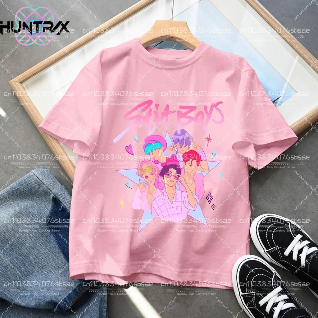 Tricouri Kpop Desene Animate Drăguțe Demon Hunters Huntrix Vară Băieți Fete Mânecă Scurtă Topuri cu Gât Rotund Anime Kpop Demon Hunters Tricou