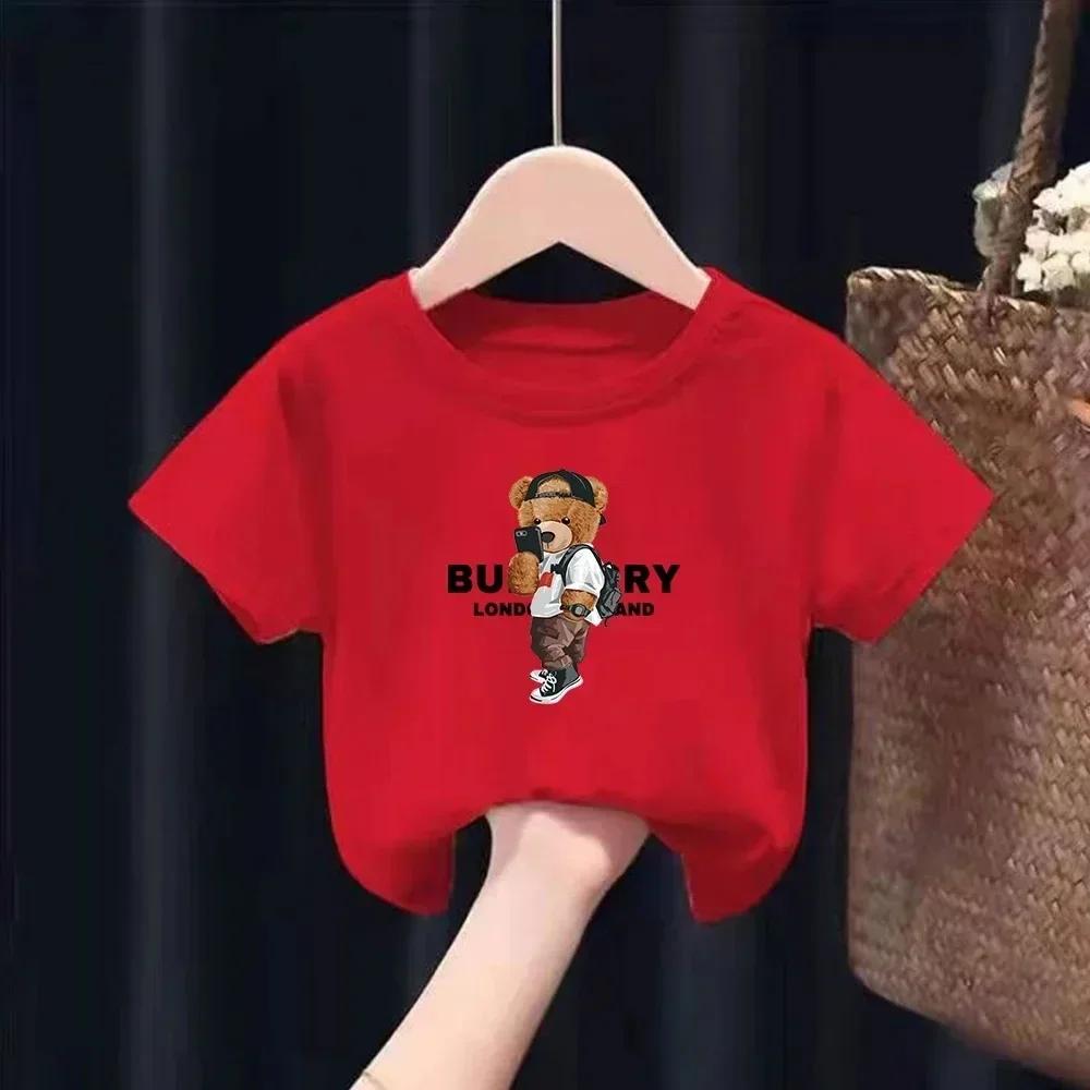 Fashion Baby Kids T-shirt  Luxury Brand Print Shirt Summer Boy Girl Clothes Short Sleeve Funny Kawaii Children Casual Tops