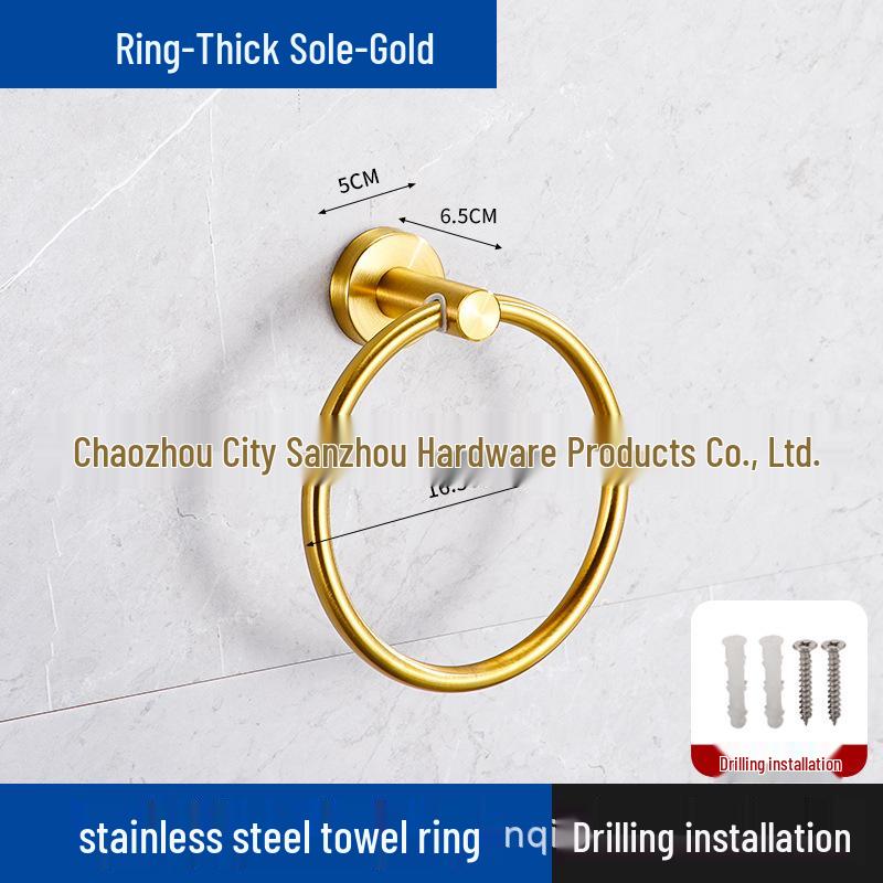 304 Stainless Steel Wall-Mounted Towel Ring for Bathroom, Kitchen, and Hotel Use