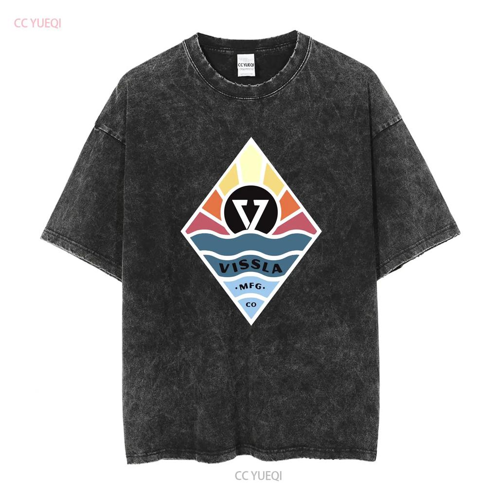VISSLA Black 2 Sided Logo T Shirt A Grade Mens Size Large vintage Washed Stretched fashion streetwear Comfortable Unisex