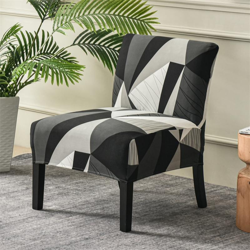 Accent Armless Chair Cover Geometric Print Single Sofa Stool Slipcover Nordic Stretch Chair Covers Elastic Couch Protector Cover