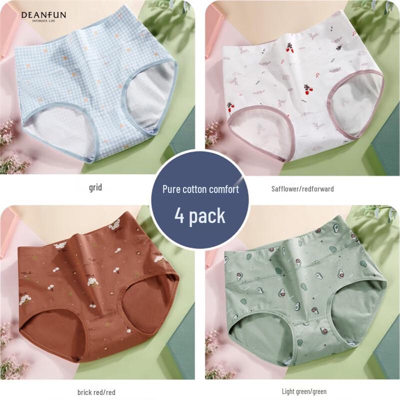 

Deanfun Women s 95% Cotton Printed Tummy Control Boxer Briefs 4-Pack 2XL