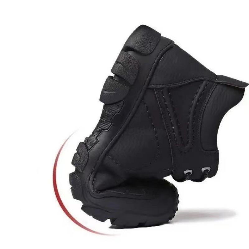 Winter Men's Shoes Fleece Thickened Casual Trend Leather Shoes High Top Leather Surface Outdoor Sports Snow Boots