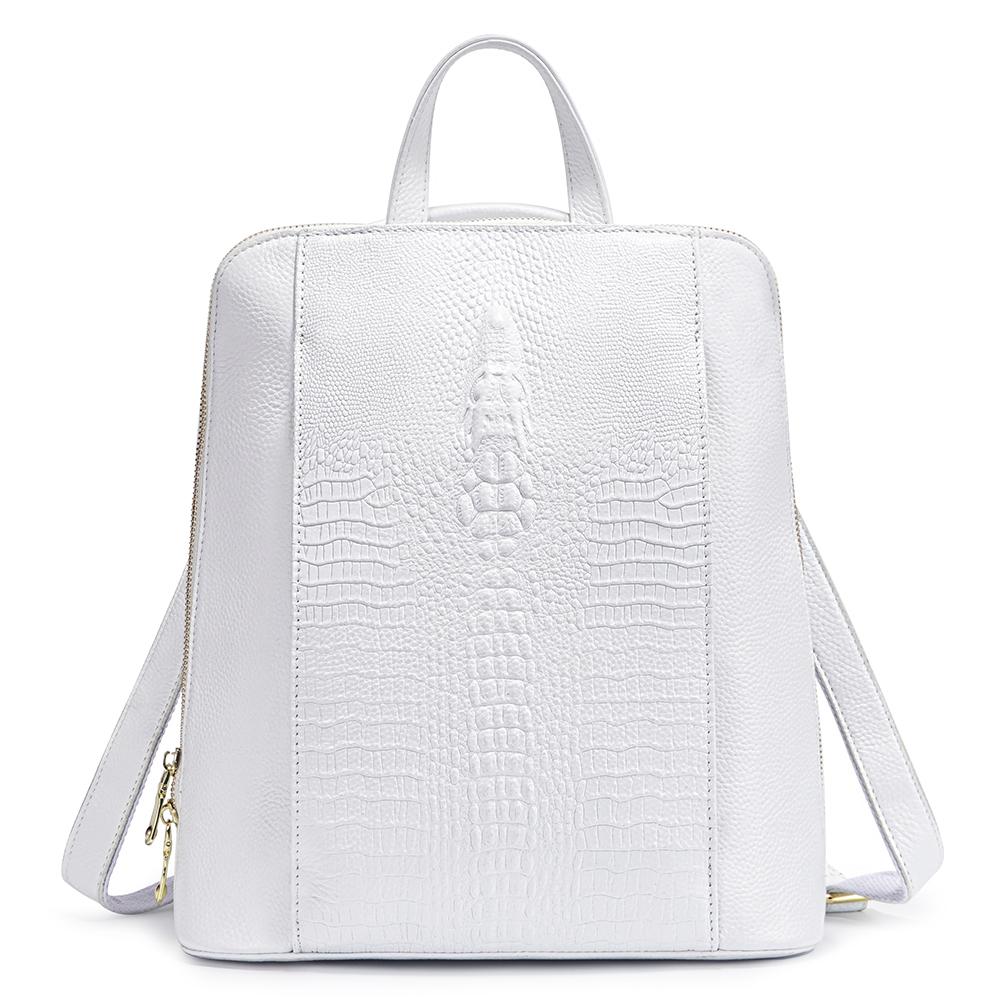 Zency 100% Prawdziwy Skórzany Plecak Damski Wzór Krokodyla Plecak Damski