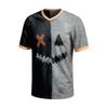 Men's Short Sleeve V-Neck T-Shirt with Halloween Print for Casual Daily Wear