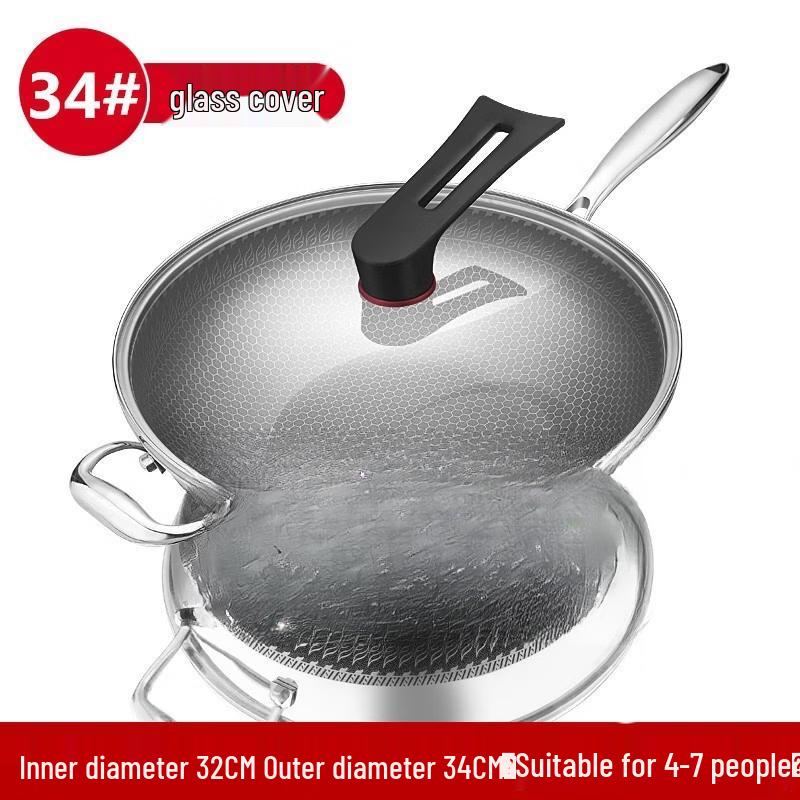 ZISIZ 304 Stainless Steel Universal Wok