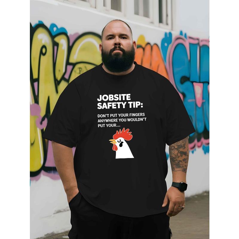 

Funny Construction Site Safety-Site Humor T-Shirt for Men - Oversized Workwear Tee with Rooster Safety Tips & OSHA-Like Mock Guidelines 4XL чорний