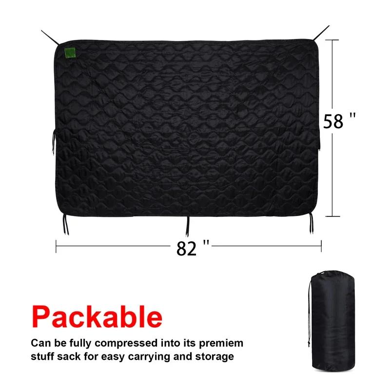 

Tactical Army Poncho Liner Camouflage Water Repellent Woobie Quilted Blanket Suitable for Camping, Shooting, Hunting чорний