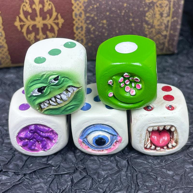 Monster Dice Funy Monster Face Resin Dice Set Halloween Tabletop Game Dice Set Props Weird Monster Dice Set For Table Games Role