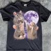 Three Rats Howling Moon T-Shirt, Gothic Animal Graphic Tee, Rodent Lover Apparel