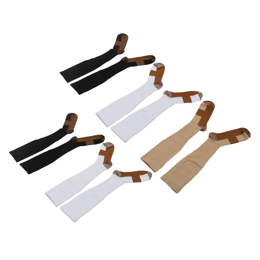 5 Pair High Compression Socks Breathable Moisture Absorption Stress Relief Pressure Socks for Running Outdoor Sports