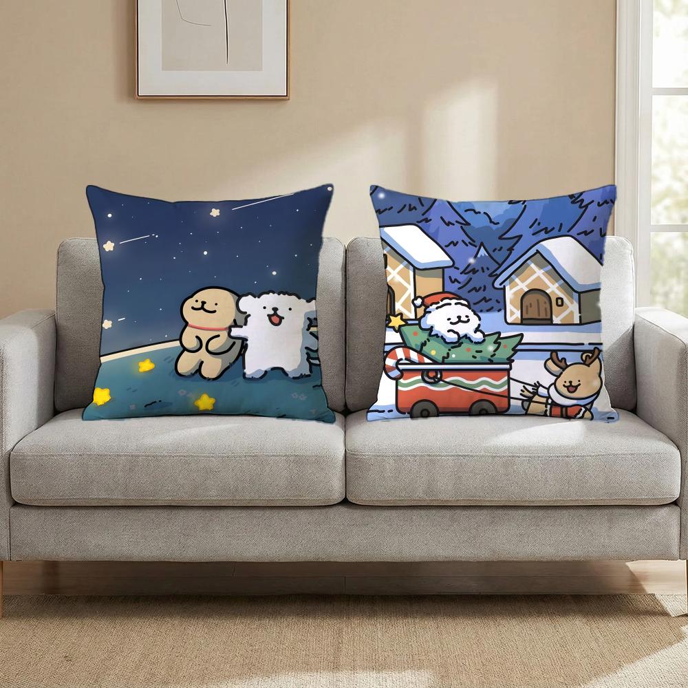 L-Line Puppy CARTOON Cushion Cover Multi-Scene Pillow Cover for Home & Car - Reversible, Soft & Durable for Daily Use