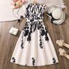 Girls Sweet Dress Summer Kids Fashion Fly-sleeve Printed Dress