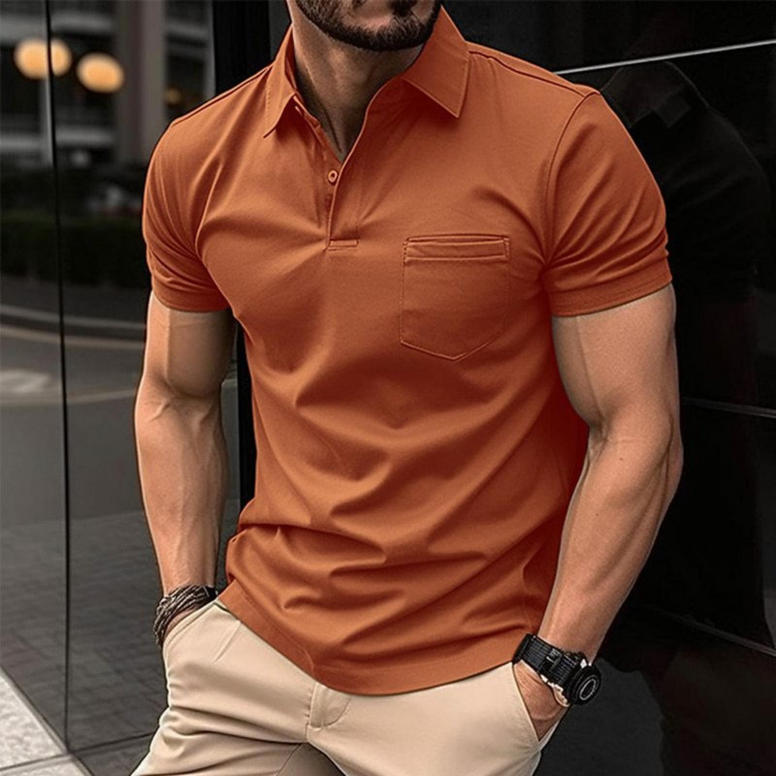 

Men s Casual -color Sports T-shirt - Men s Collarless Short-sleeved Shirt XL шафрановий