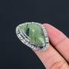 Moss Prehnite Gemstone Sterling Silver Wedding Solitaire Statement Ring Size 6.5