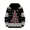 Gothic Christmas Hoodie - Black/Red/White Skull Santa Hat Tree Graphic Sweatshirt