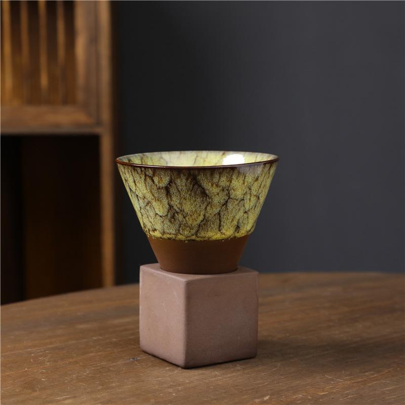 Rough Pottery Mug Creative Cup Ins Style Cup Ceramic Retro Coffee Cup Milk Tea Drink Cups Includes Base