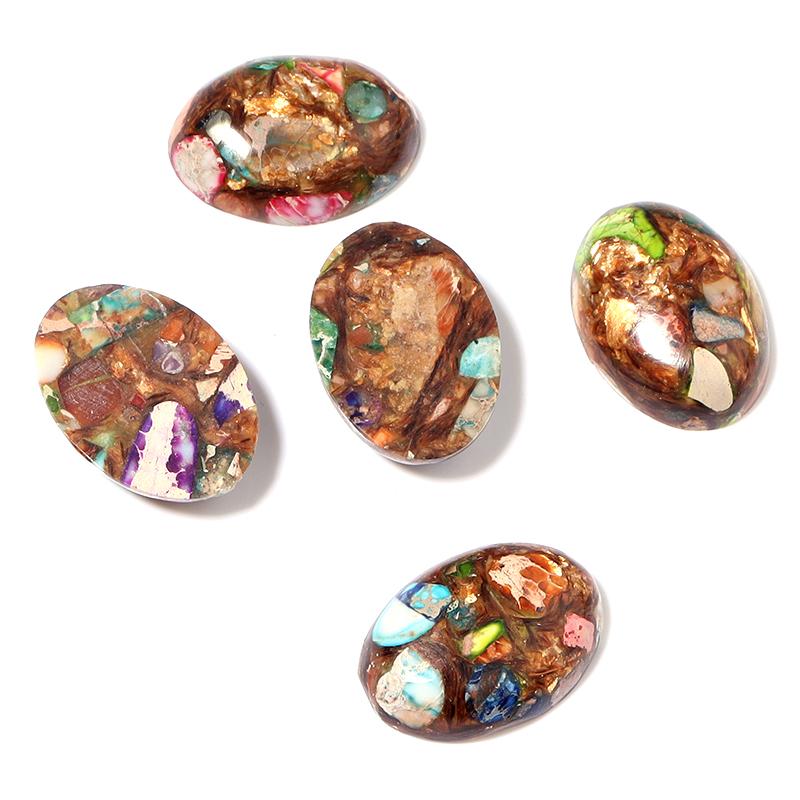 2pcs/lot Natural Stone Cabochon Colorful Imperial Jasper Oval Beads Gemstone Cabochon For DIY Necklace Rings Jewelry Accessories