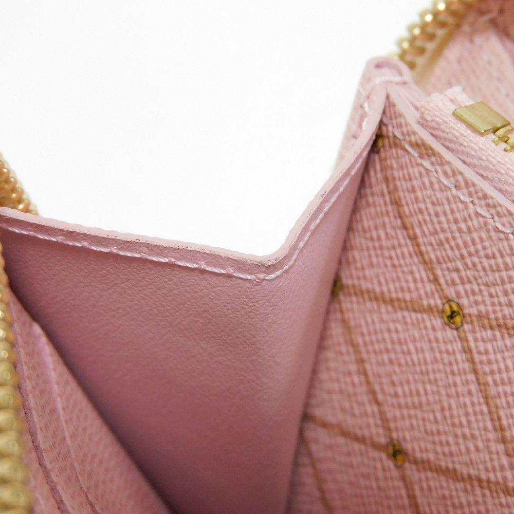 Used 12564 Portefeiulle Clemence N60109 7940 LV logo trompe l'oeil Damier As summer trunk Rose Ballerine Ladies from